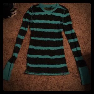 Nollie Turquoise & Black Striped Long Sleeve